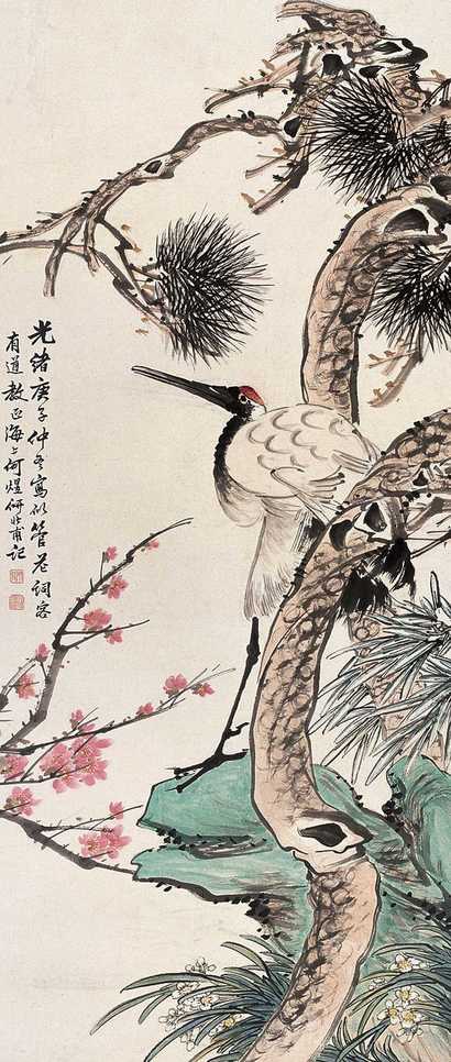 何煜 松鹤 立轴